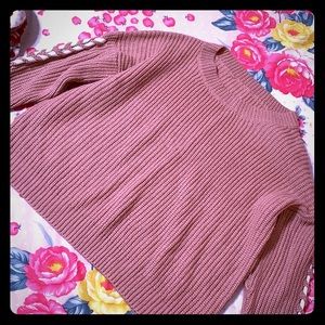 Coral pink soft sweater with ribbon on the sides